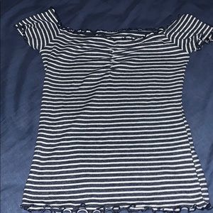 Stripped ruffle crop top